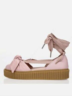 PUMA X FENTY Rihanna Bow Creeper Lace Up Platform Sneakers Shoes Pink 8 EUC